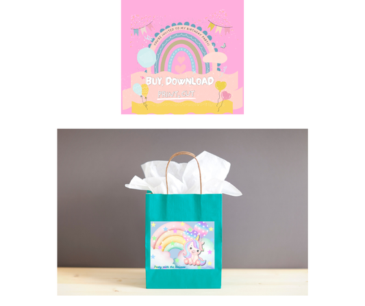 Beautifully design sticker for party pack Unicorn party