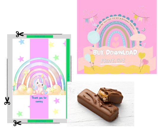 beautifully designed chocolate wrapper - Unicorn party