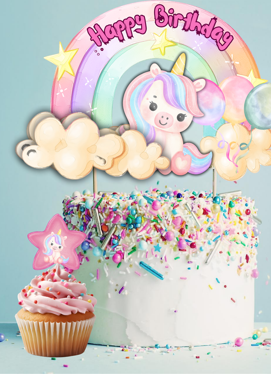 Beautifully designed cupcake and cake topper - Unicorn party